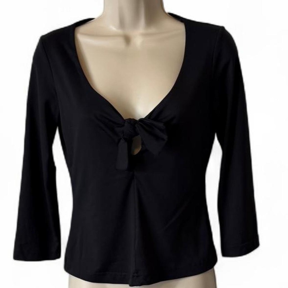 Vintage 90s XOXO Black Tie Front Keyhole Top, Women's Size M